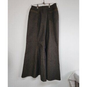Lucien Daunois Collection Womens Wide Flare Denim Maxi Skirt High Rise Brown